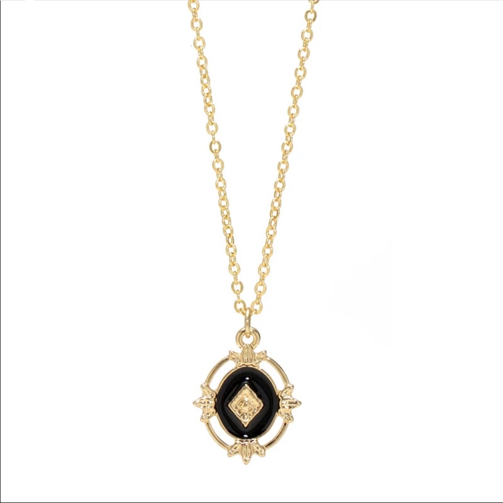 Baroque Style Black Hollow Pendant Necklace - Picture 3 of 5